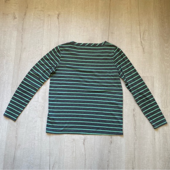 Forever 21, Mint/Gray, Striped Long Sleeve Pocketed Tee, Size XS - Picture 4 of 4